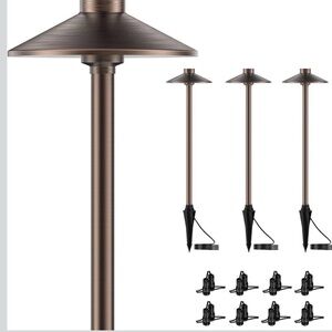 4 Pack Solid Brass Pathway Lights, new